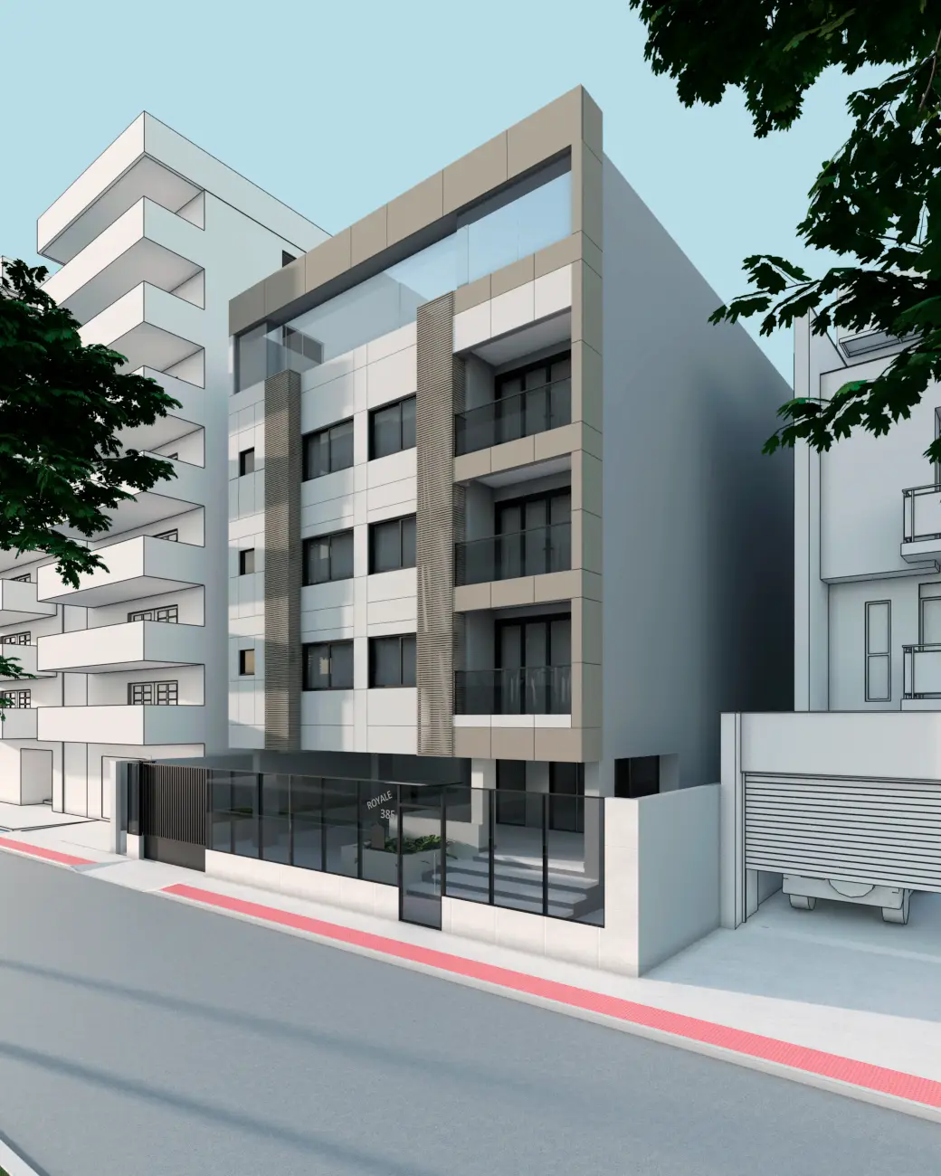 Edifício Residencial: Estudo de fachada e modelagem BIM de edifício residencial multifamiliar.